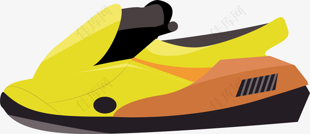 黄色海边的摩托艇