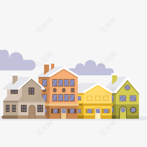 彩色的小镇房屋设计