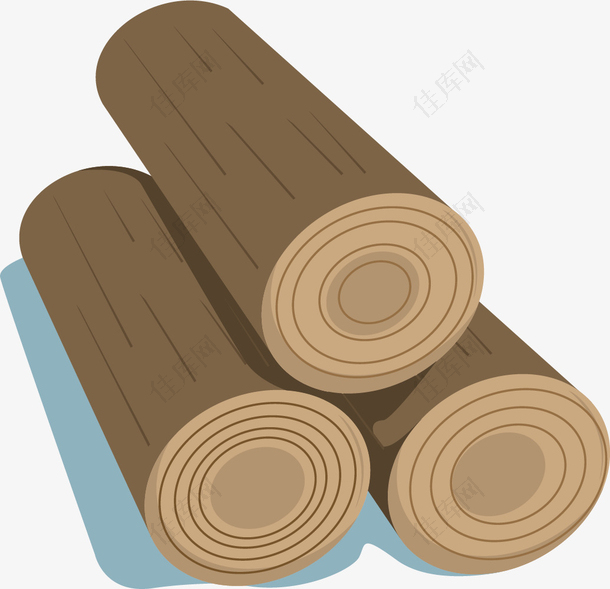 堆叠的三根咖啡色木材