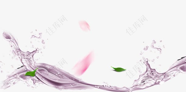 紫色水流花瓣效果元素