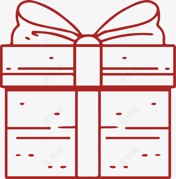 红色线条礼物盒