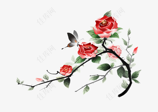 中国元素玫瑰花