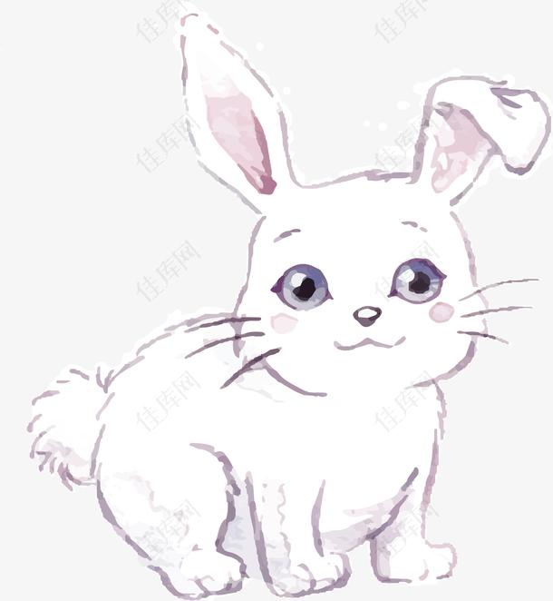 水彩手绘可爱兔子