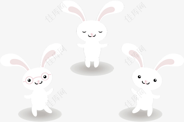 矢量白色可爱长耳兔子