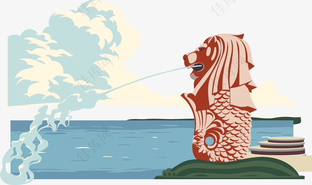 鱼尾狮海浪