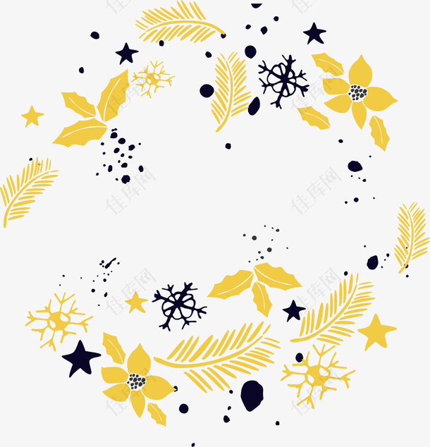 黄色树叶花纹标题框
