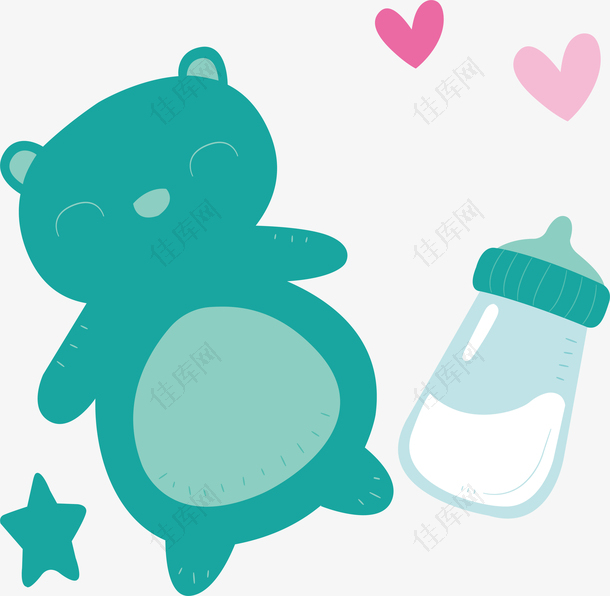 奶瓶小熊卡通可爱婴儿用品设计素