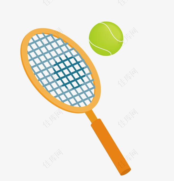 创意手绘美国网球公开赛网球拍
