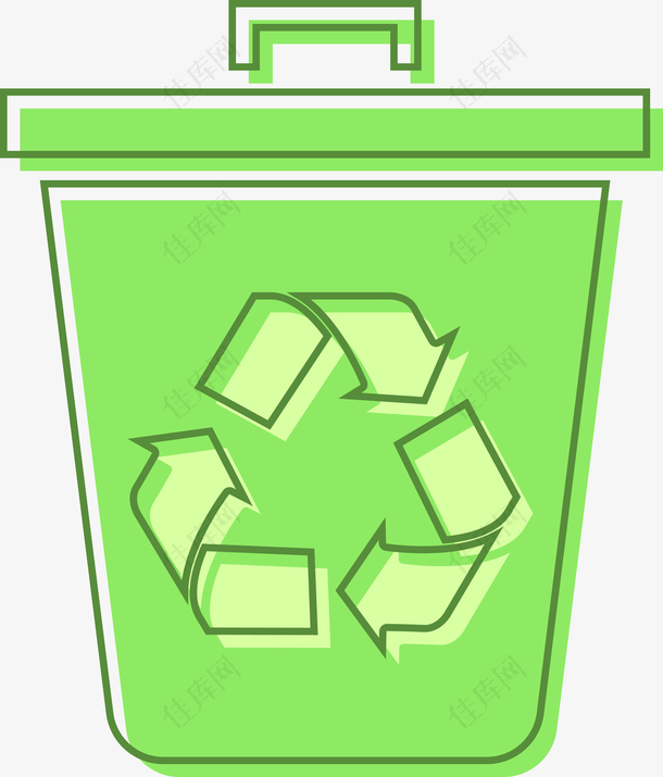 矢量绿色环保垃圾桶图标