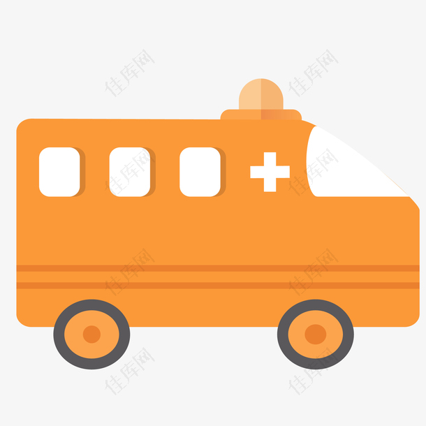 卡通橙色的救护车设计