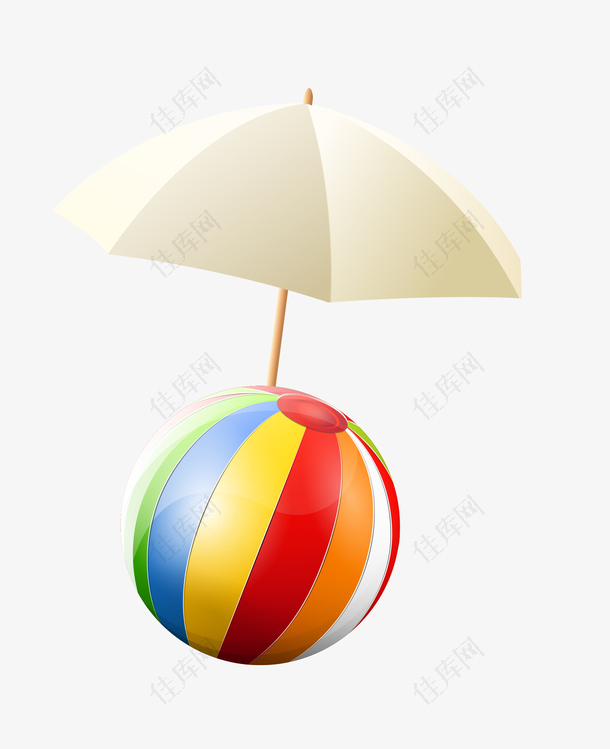 沙滩排球太阳伞矢量图