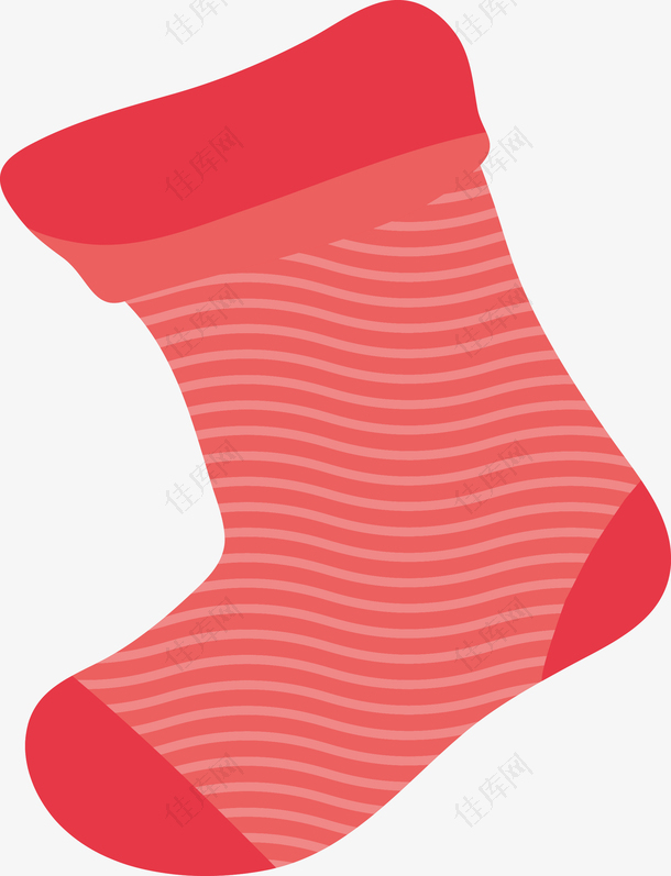 红色卡通条纹袜子图