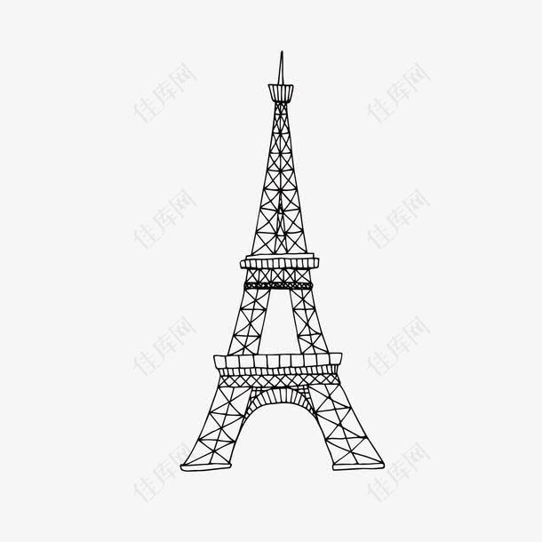 巴黎铁塔手绘矢量图