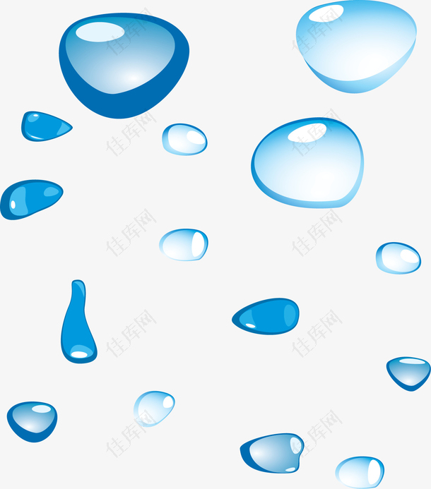 蓝色透明水滴花纹