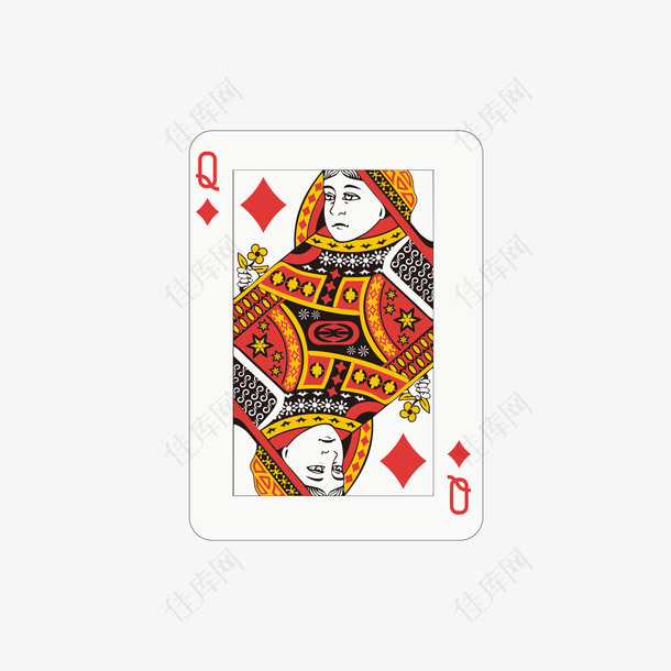 方块Q扑克牌