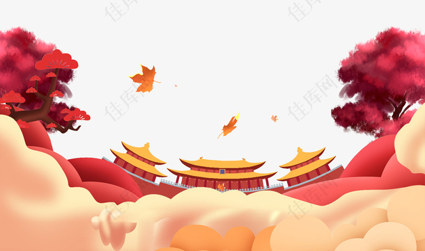 红色复古中秋国庆节banner