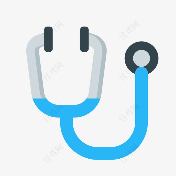 蓝色圆弧医疗听诊器元素