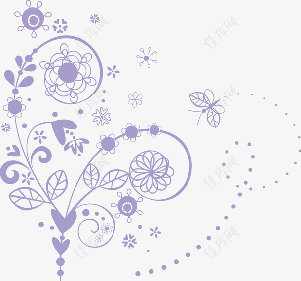 紫色花草花纹