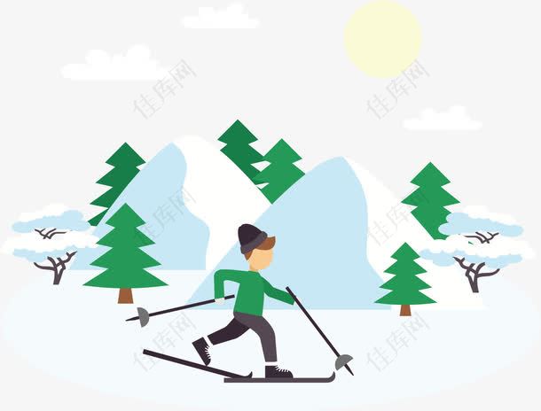 滑冰雪景冬季素材