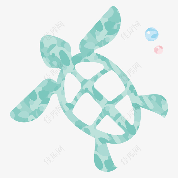 水彩手绘绿色乌龟图片