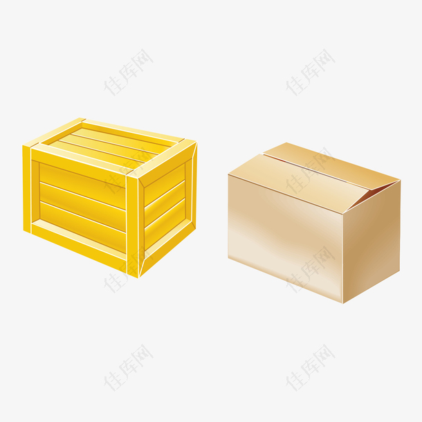 木箱子和纸质箱子