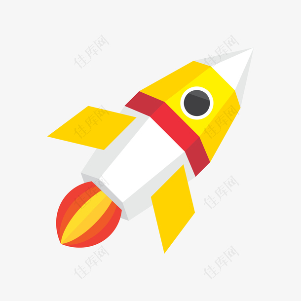 火箭橙色黄色可爱玩具矢量