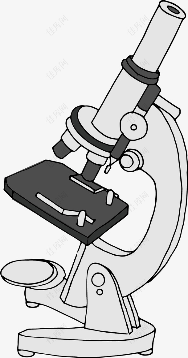 矢量图水彩卡通显微镜