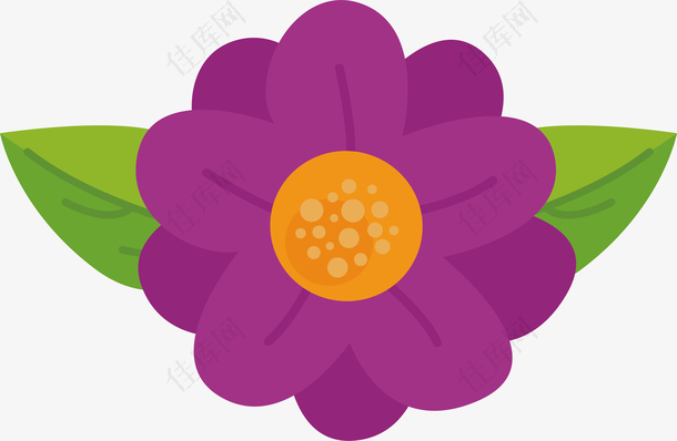 紫色花朵装饰标签
