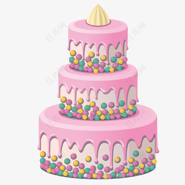 矢量粉色三层蛋糕