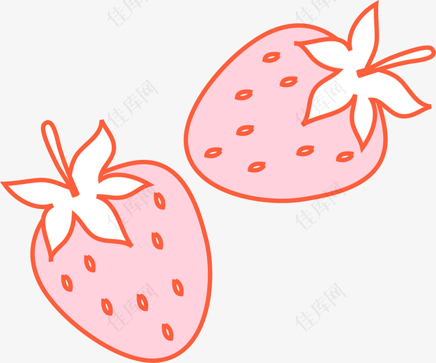 手绘卡通草莓粉色