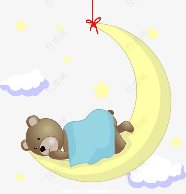 泰迪熊睡在月球上免费下载