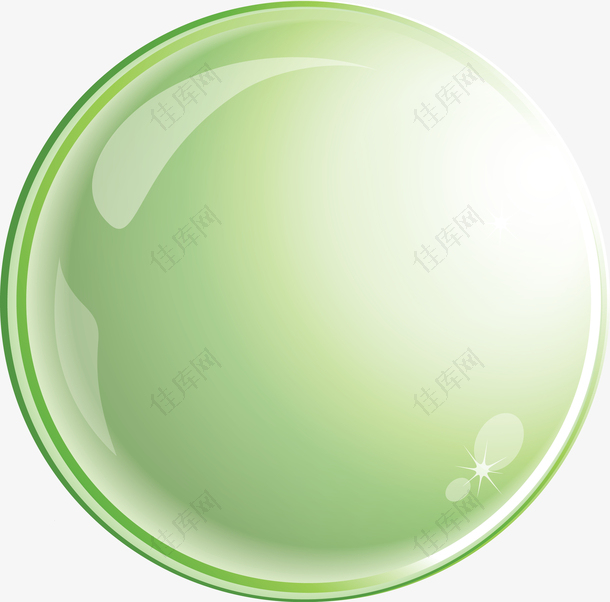 精致的绿色透明梦幻泡泡矢量素材
