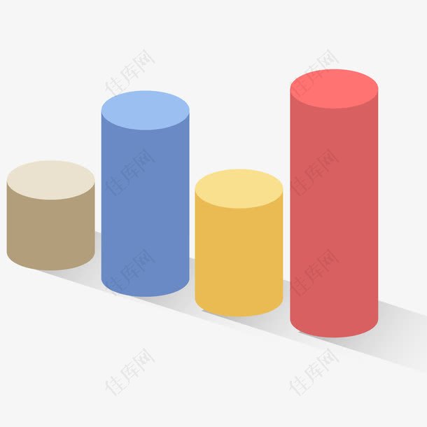 彩色圆柱图表立体插画