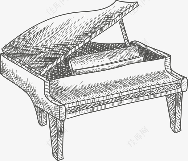 矢量素描钢琴
