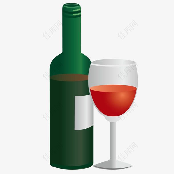 精美葡萄酒瓶与酒杯