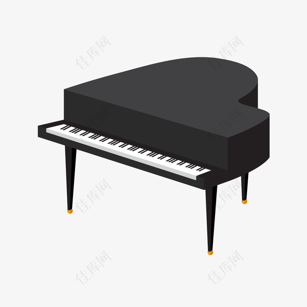 矢量手绘黑色钢琴