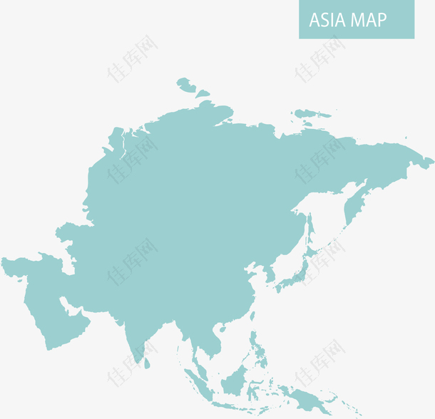 淡绿色的亚洲地图