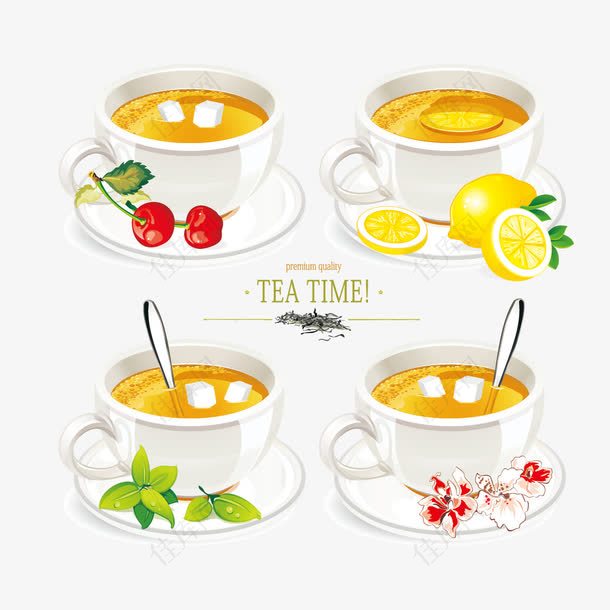 矢量果汁和花茶