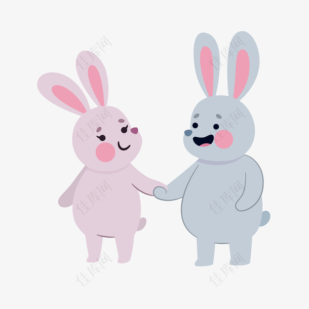 卡通兔子爱情动物免抠素材