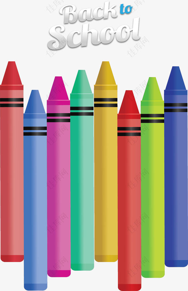 开学日彩色的蜡笔