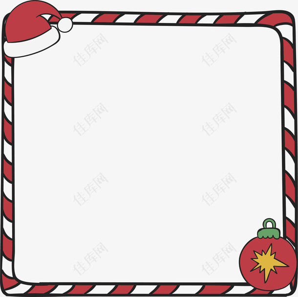 圣诞节卡通红色条纹边框