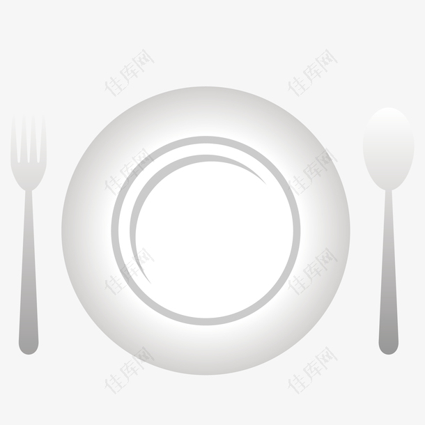 矢量白色盘子餐具