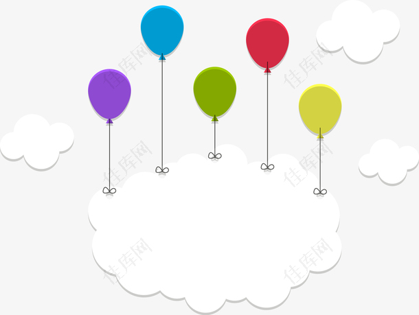 气球云朵标题框矢量图