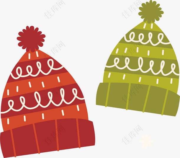 圣诞节红绿色温暖毛线帽