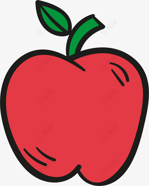 简约手绘红苹果免抠素材