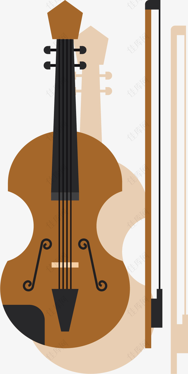 矢量图复古色的小提琴