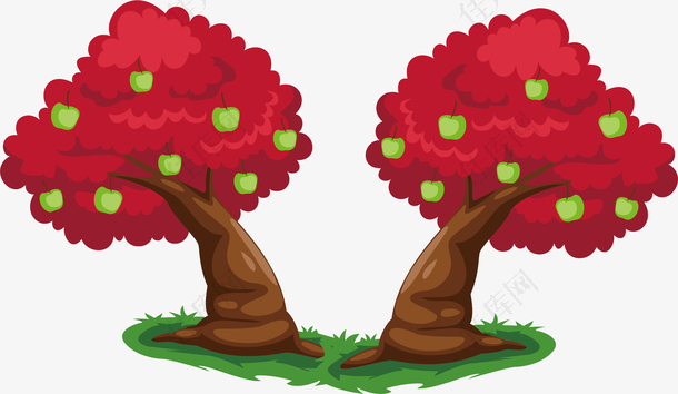 卡通水果果树矢量设计