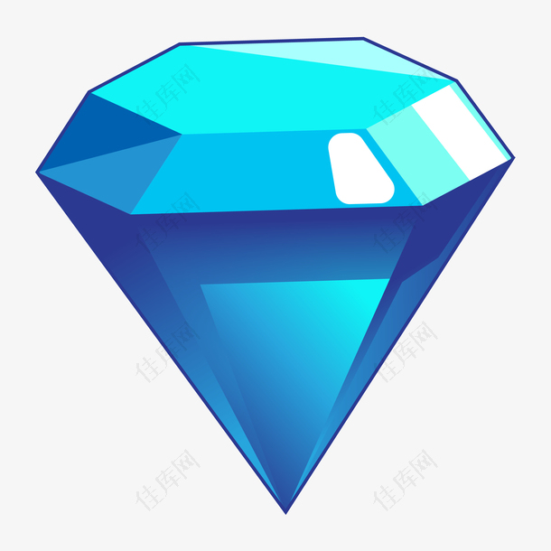 矢量扁平蓝色钻石