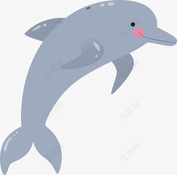 灰色圆弧海豚卡通插画
