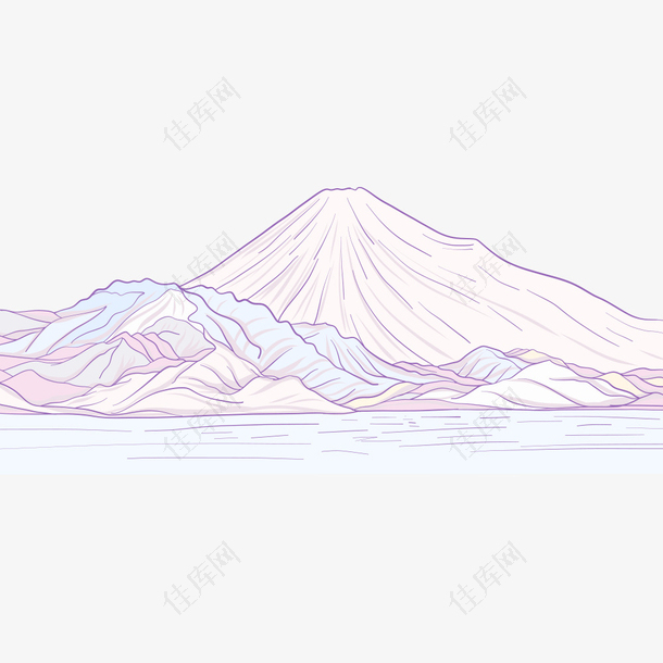 矢量手绘日本富士山插画